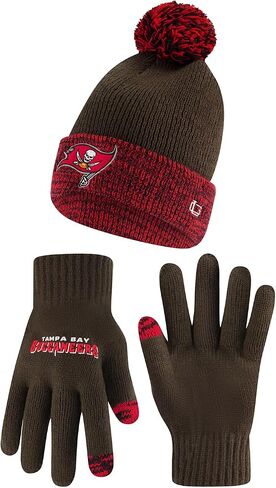 Ultra Game Youth NFL Official Super Soft Two Tone Winter Beanie Knit Hat with Extra Warm Touch Screen Gloves in Saudi Arabia