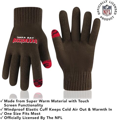 Ultra Game Youth NFL Official Super Soft Two Tone Winter Beanie Knit Hat with Extra Warm Touch Screen Gloves in Saudi Arabia