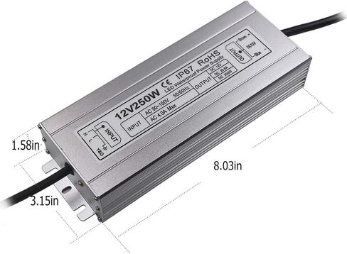 LED Power Supply 250W High-powerTransformer Waterproof IP67 12V DC Driver Adapter for Outdoor Use in Saudi Arabia