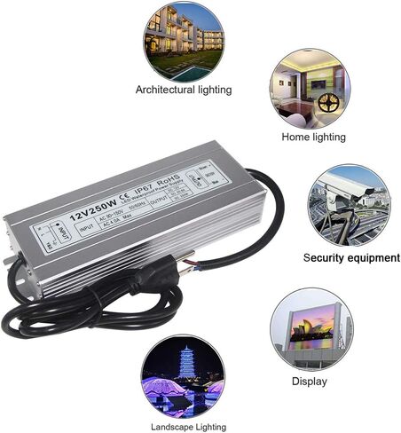 LED Power Supply 250W High-powerTransformer Waterproof IP67 12V DC Driver Adapter for Outdoor Use in Saudi Arabia