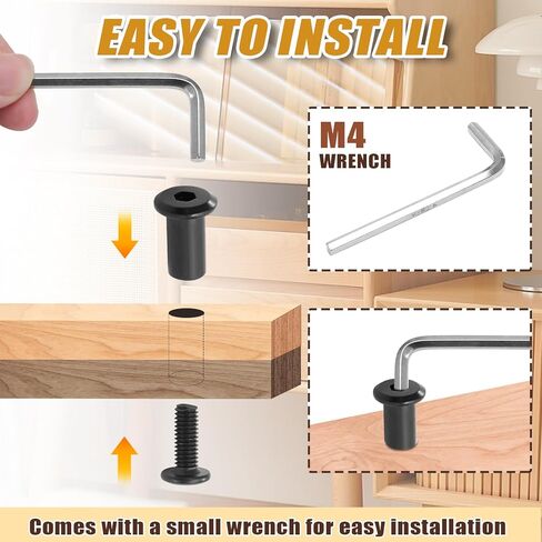 Biaungdo 15 Sets M6x35mm Hex Drive Socket Cap Bolt, Silver Furniture Joint Connector Bolts Cap Nuts M6 Binding Post Countersunk Screw Barrel Nuts Assortment Kit with Allen Wrench for Furniture, Belt in Kuwait
