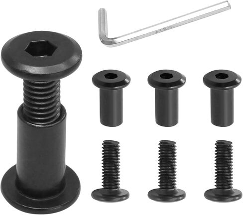 Biaungdo 15 Sets M6x35mm Hex Drive Socket Cap Bolt, Silver Furniture Joint Connector Bolts Cap Nuts M6 Binding Post Countersunk Screw Barrel Nuts Assortment Kit with Allen Wrench for Furniture, Belt in Kuwait