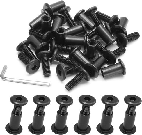 Biaungdo 15 Sets M6x35mm Hex Drive Socket Cap Bolt, Silver Furniture Joint Connector Bolts Cap Nuts M6 Binding Post Countersunk Screw Barrel Nuts Assortment Kit with Allen Wrench for Furniture, Belt in Kuwait