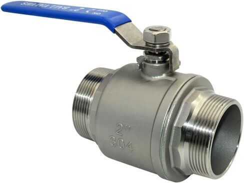 Stainless Steel 304 Full Port Ball Valve with Blue Vinyl Handle, NPT Male x Male Thread Shut Off Ball Valve,Heavy Duty for Water,Oil,and Gas (2'') in Kuwait