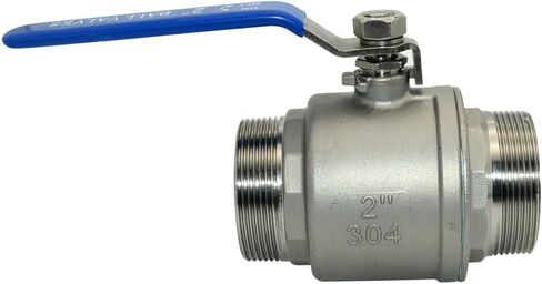 Stainless Steel 304 Full Port Ball Valve with Blue Vinyl Handle, NPT Male x Male Thread Shut Off Ball Valve,Heavy Duty for Water,Oil,and Gas (2'') in Kuwait