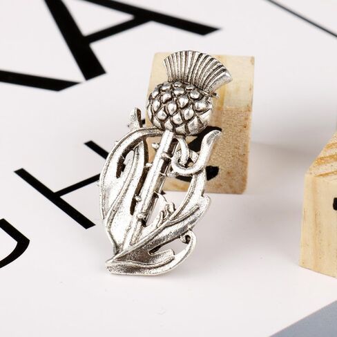 1 قطعة الشوك الاسكتلندي بروش دبوس التلبيب دبوس خمر الفضة سلتيك بروش شارة بدبوس للملابس على ظهره التعادل in Kuwait