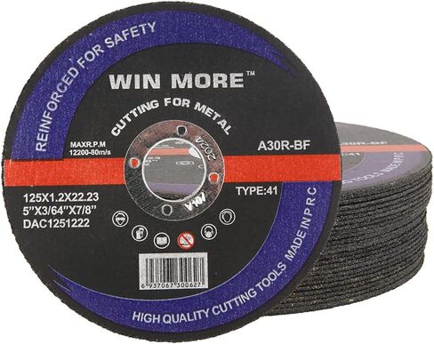 WIN MORE 25 Pack 5 Inch Cut Off Wheel,Aluminum Oxide Double Nets Cutting Disc, 5"x3/64"x7/8" Disc For Metal & Stainless Steel in Saudi Arabia