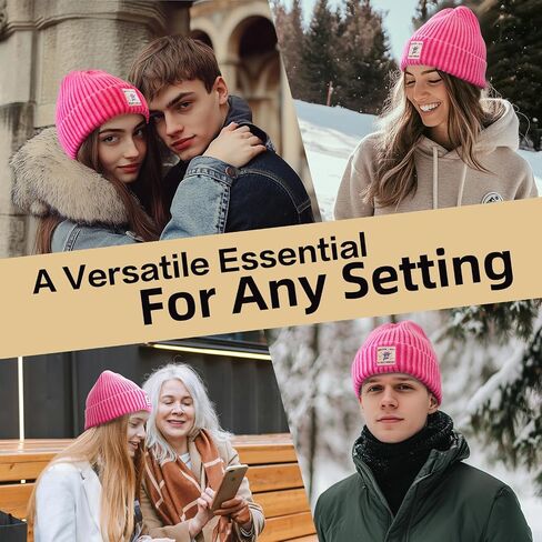 Cuffed Beanie Knit Hat Unisex Knit Cap with Soft Acrylic Winter Beanie Hat for Men Women in Saudi Arabia