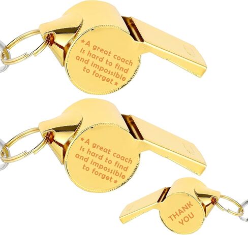 عبوة من قطعتين من صفارة الحبل المصنوعة من الفولاذ المقاوم للصدأ هدية للمدرب مع كلمة، من الصعب العثور على مدرب رائع ومن المستحيل نسيانه، هدية شكرًا لك على المدرب، صفارات صوت عالية الوضوح مع 2 صندوق هدايا. (ذهب) in Kuwait