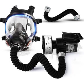 PAPR Respirator System Powered Air Purifying Respirator Kit for Gas Mask Supplied Air Respirator Blower with 3Pcs 40MM Filters for Tactical Spray Painting Vapors Chemicals Easy to Clean and Maintain