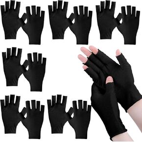 Geyoga 6 Pairs Fingerless Moisturizing Gloves Eczema Cotton Gloves for Adults Half Finger Touchscreen Glove Lotion Gloves Overnight Dry Hands for Women Sleeping Gloves (Black)