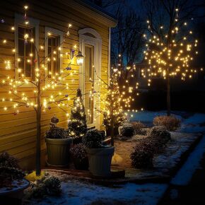 Lighted Birch Tree Set of 3, 3 Packs 4FT 5FT 6FT Christmas Birch Tree, Warm Lighted Christmas Tree with Decor Balls for Christmas Indoor Decorations, Yard Garden, Festival, Wedding