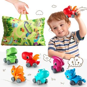 ALASOU 6 PCS Dinosaur Truck Car Toys with Playmat/Storage Bag|Baby Toys for 1 2 3 Year Old Boy|1 2 Year Old Boy Birthday Gift for Infant Toddlers|First Birthday Gifts for Toddler Toys Age 1-2