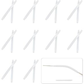 10 Pairs Silicone Eyeglass End Tips Anti-Slip Replacement Ear Sock Pieces and Tube Sleeves for Thin Metal Eyeglass Legs （White）
