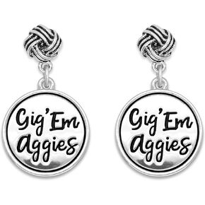 From the Heart Texas A&M Gig Em Aggies Silver Twist and Shout Earrings Jewelry Gift TAMU