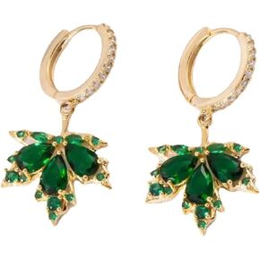 Plant Earrings for Women Maple Leaf Earrings Rhinestone Leaf Hoop Earrings Crystal Maple Leaf Earrings Jewelry for Women