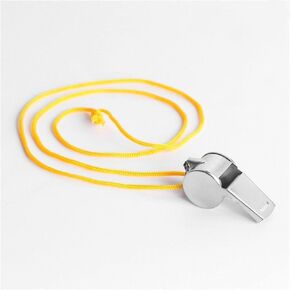 Yellow Stainless Whistle with Lanyard, Loud Metal Emergency Sports Whistle Soccer Football Whistles Coach and Referee Gear Whistles for Referee, Teacher, Kids