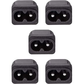 uxcell Uxcell C8 Panel Mount Plug Adapter AC 250V 2.5A 2 Pins IEC Inlet Module Plug Power Socket Straight, 5 Pack