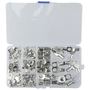 120Pcs Heavy Duty Copper Wire Lugs Battery Cable Ends, Battery Cable Lugs Ring Terminal Connectors Eyelets SC Ring Terminal Connectors Assortment Kit for Marine