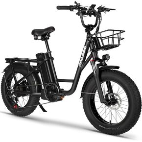 Electric Bike for Adults 1000W, Step Through Electric Bicycle, 48V 20Ah Battery, 20 inch Fat Tire 28MPH Ebike with Basket and Rack, Hydraulic Disc Brake