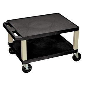 LUXOR WT16-P 16"H AV Cart - Two Shelves - Putty Legs, Multipurpose Storage for Video Projector, TV, Laptop, Computer, Printer Stand, 24"W x 18"D x 16"H