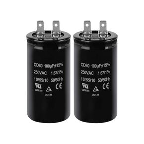100uF MFD ±15% CD60 Motor Start Capacitor 250VAC 50/60Hz for Electric Motor Starting 2 Pack
