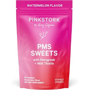 Pink Stork Watermelon PMS Sweets for Teens and Women with Fenugreek & Milk Thistle, Simple & Natural Ingredients for Period Support, Digestion, Bloating, & Mood Support - 30 Drops