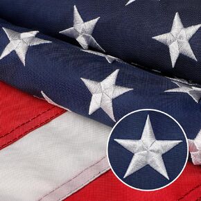 American Flag 3x5 Outdoor, 210D 3x5 Flags Outside, Made in USA Heavy Duty Spun Polyester USA Flag, All Weather US Flags with Embroidered Stars Sewn Stripes Brass Grommets, Vivid Color for Outdoor Indoor (3 by 5 Foot)