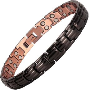Solid high magnetic women's copper bracelet with disassembly tool (black copper)