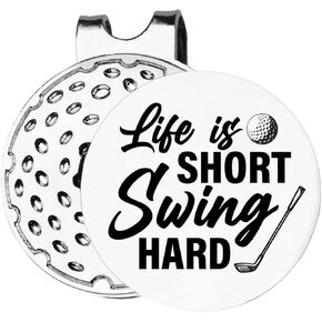 أفكار هدايا لاعب الجولف TSUYAWU - علامة كرة الجولف الصلبة Life is Short Swing - علامة جولف مضحكة مع مشبك قبعة مغناطيسي هدية مبتكرة للجولف - هدايا إكسسوارات الجولف لمحبي الجولف in Kuwait