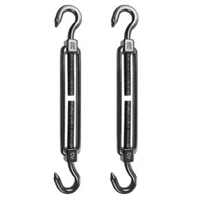 2PCS M8 Stainless Steel Turnbuckle Hook and Hook, Heavy Duty Wire Rope Tensioner, Adjustable Turnbuckle Tension Hook for Wire Cable, Garden Wire, Fence Gate Wire, Tent Rope, Black