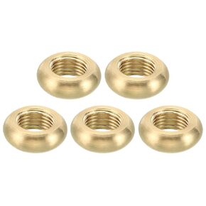 PATIKIL M10x1 Round Locknut, 5 Pack Solid Brass Edge Flat Nut Thin Screw Lock Nut for Furniture Lamp Light, 22mmx6mm