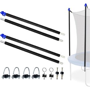 2 Sets Large Universal Trampoline Net Pole Replacement with Foam Sleeve, Enclosure Poles Kit with Clamp and Screws, Fix Bent/Broken Trampoline Fit for 10Ft-16Ft Straight Pole Trampoline Frame