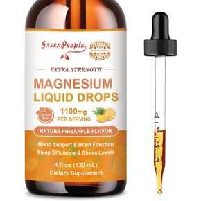 17-in-1 Triple Magnesium Complex Supplement 1100mg, Magnesium Liquid Drops with Magnesium Glycinate 400mg & Citrate 500mg, Pineapple Flavor, Calm Mood, Muscle & Sleep for Adults, 4 fl. oz