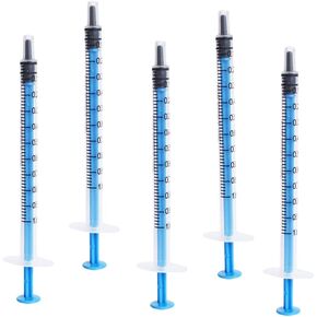 5 pcs 1ML/CC Plastic Syringe Disposable Individual Sealed Wrap Without Needle with Measurement for Scientific Feeding Pets Labs Watering Dispensing