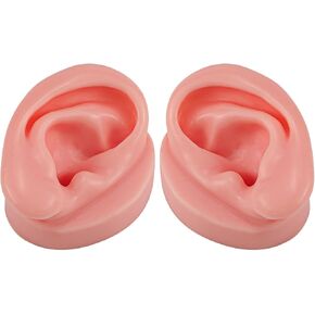 2Pcs Silicone Ear Model- Left and Right Soft Flexible Fake Ear Simulation Artificial Ear Display Model for Shop Window Display, Jewelry Earring Display, and Impression Taking Practice