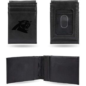 Rico Industries NFL Laser Engraved Front Pocket Wallet, Carolina Panthers, Black, 2.75 x 4-"