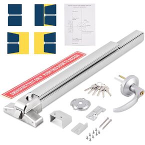 YUCHENGTECH Door Push Bar Panic Exit Device 31.5IN Panic Bars for Exit Door Stainless Steel Commercial Emergency Exit Device with Exterior Lever 6 Keys(31.5‘’ with Lock)