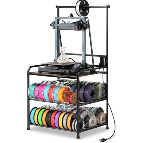 3D Printer Rack Filaments Storage - Rolling 3d Printing Stand Filament Organizer, Spools Holder Racks Cart with Wheels, Heavy Duty Shelf Hold Spool PLA, ABS, PETG for Garage Office Workshop