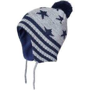 Somaler Toddler Boys Girls Winter Knit Hat with Earflap Kids Baby Fleece Lined Beanie Hat Pom Pom Ski Cap in Kuwait