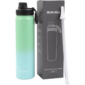 Stainless Steel Insulated Water Bottle with Straw,Metal Vacuum Flask with Screw Cap,Modern Leakproof Sports Thermos, Double Wall Vacuum Sports Water Bottle, For Cold & Hot Drinks,100% BPA-Free