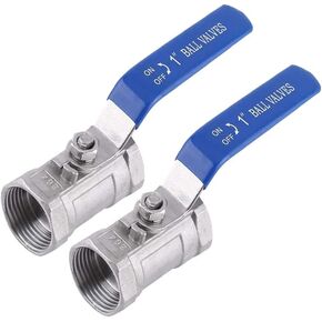 1" Ball Valve 1PC Type NPT Standard Stainless Steel 304 (Pack of 2)