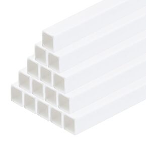 MECCANIXITY 20pcs 20" Plastic Model Tube ABS Solid Square Bar 0.31"x0.31" White Easy Processing for Architectural Model Making DIY