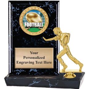 Crown Awards 6"X6" Football Flag Female Plaque Award, Football Titan Series Trophy with Custom Engraving, Prime
