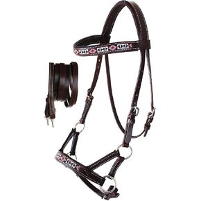 CHALLENGER Horse Western Leather Tack Bitless Sidepull Bridle w/Reins Brown 77RT09BR-F