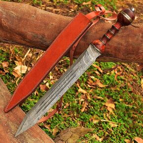 Roman Gladius Sword 26" Custom Handmade Damascus Steel Sword/Full-Tang Razor SharpeSword, Gladius Gladiator Sword/Battle Ready Viking Sword