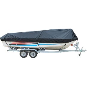 marddpair 210D 14-16ft Oxford Fabric Heavy Duty Boat Cover Trailerable Replacement for Fishing Ski Bass V-Hull Runabouts Black