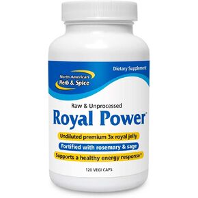 NORTH AMERICAN HERB & SPICE Royal Power - 120 Capsules - Royal Jelly Concentrate - Healthy Energy Response, Natural Source of Vitamins - Fortified with Rosemary & Sage - Non-GMO - 60 Servings
