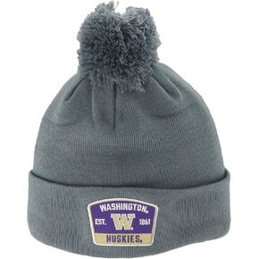ZHATS Standard NCAA Officially Licensed Pom Beanie Patch Switchback Gray, Grey, One Size