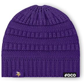 FOCO Women's NFL Team Logo Solid Ponytail Beanie Hat